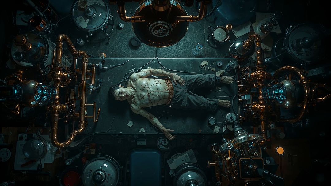 AI Robot Preparing for Activation in Futuristic Laboratory