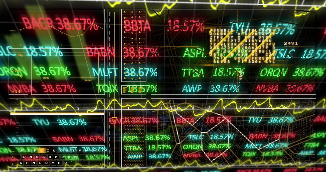 Neon Stock Market Dashboard with Animated Data Interface