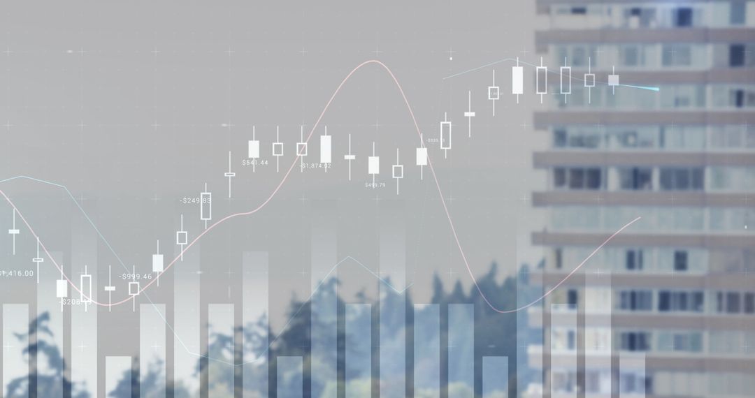 Digital Financial Graphs with Urban Building Background