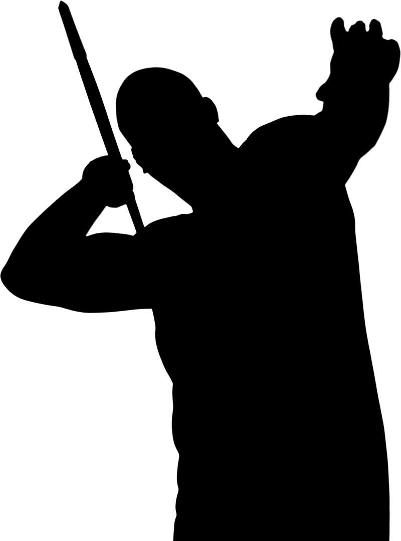 Silhouette of Athlete with Javelin on Transparent Background