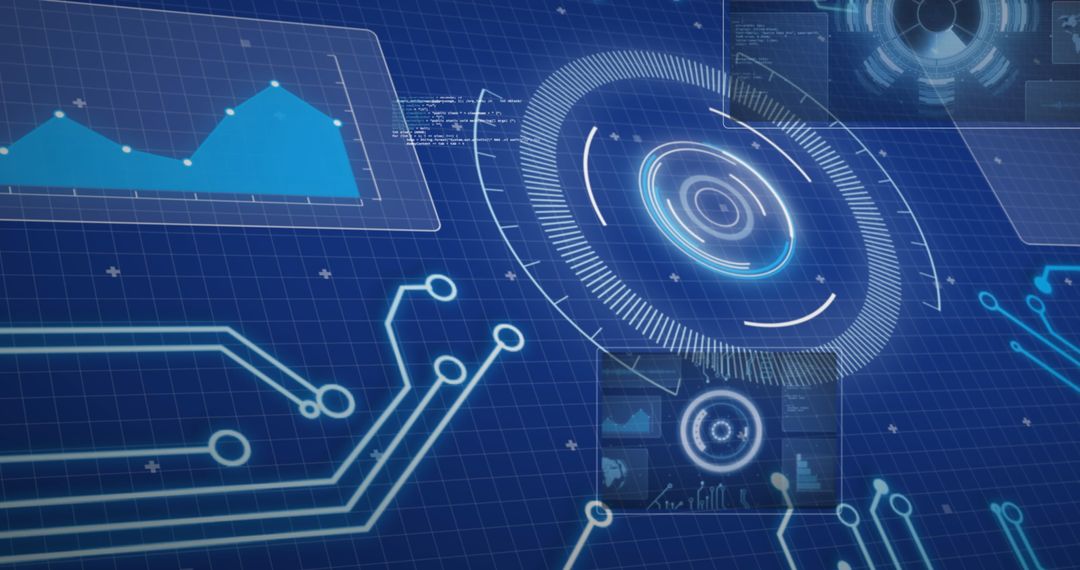 Futuristic Digital Interface Displaying Data Visualizations