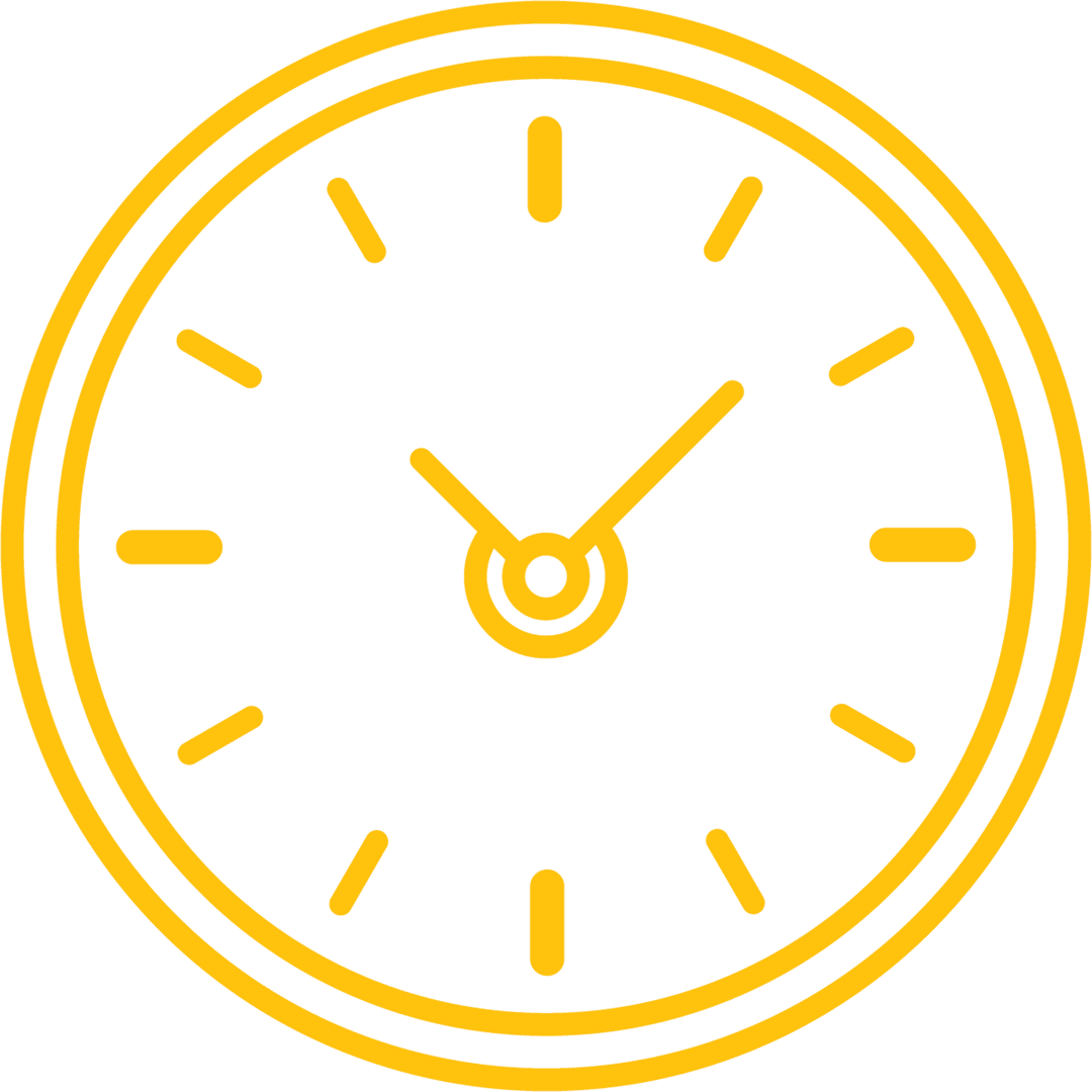 Yellow Minimalist Clock Illustration on Transparent Background