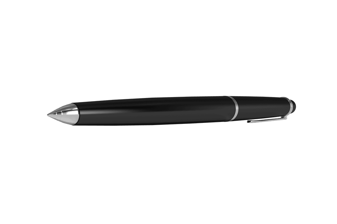 Sleek Black Pen Isolated on Transparent Background for Communication