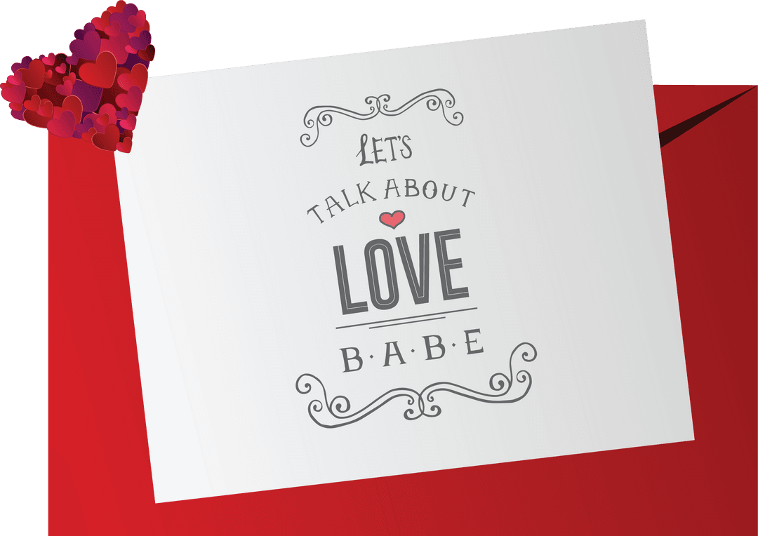 Romantic Valentine's Card with Love Message on Transparent Background
