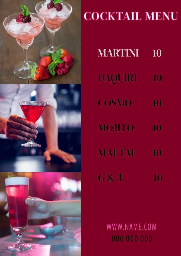 Chic Cocktail Menu Design with Delicate Garnished Drinks