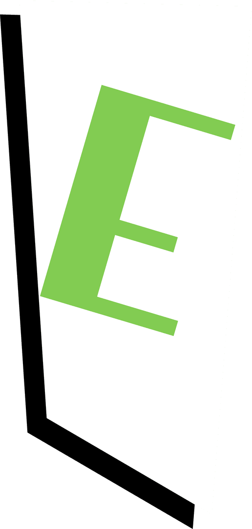 Bold Green Letter E on Minimalist Transparent Design