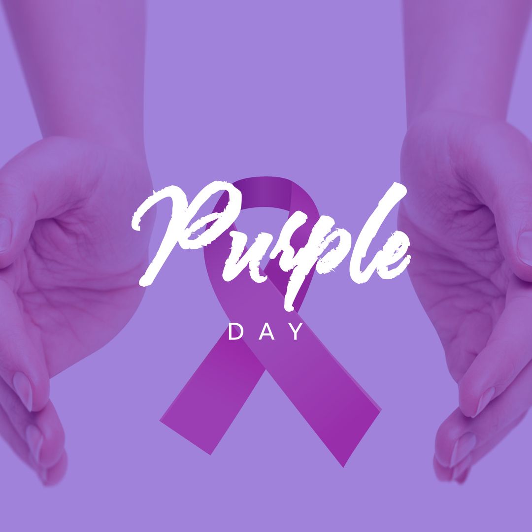 Purple Day Awareness with Ribbon Symbol and Hands