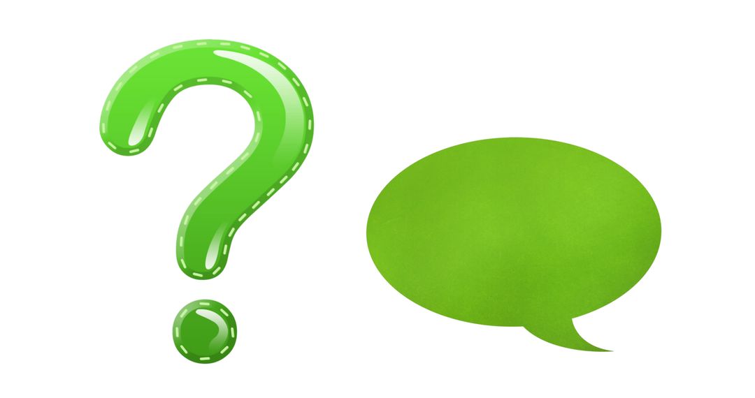 Green Speech Bubble and Question Mark on White Background