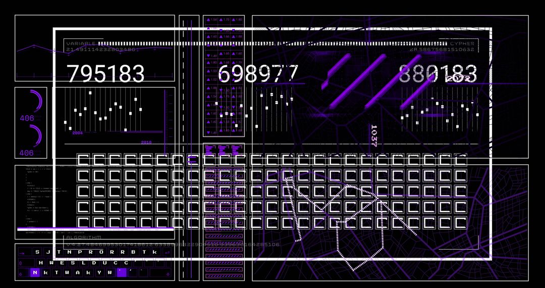 Digital Interface with Abstract Data Representation on Black Background