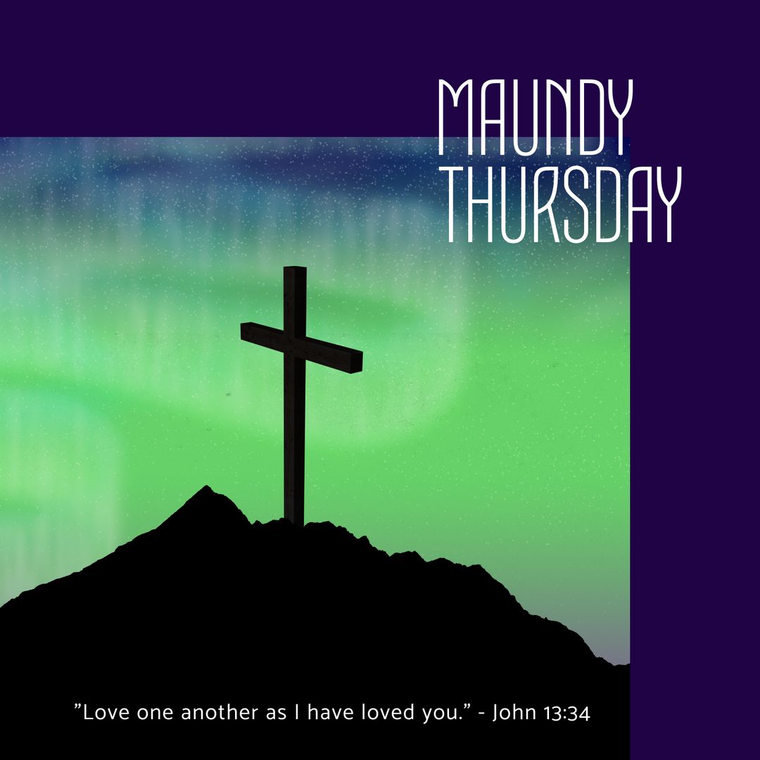 Maundy Thursday Cross with Northern Lights in Background