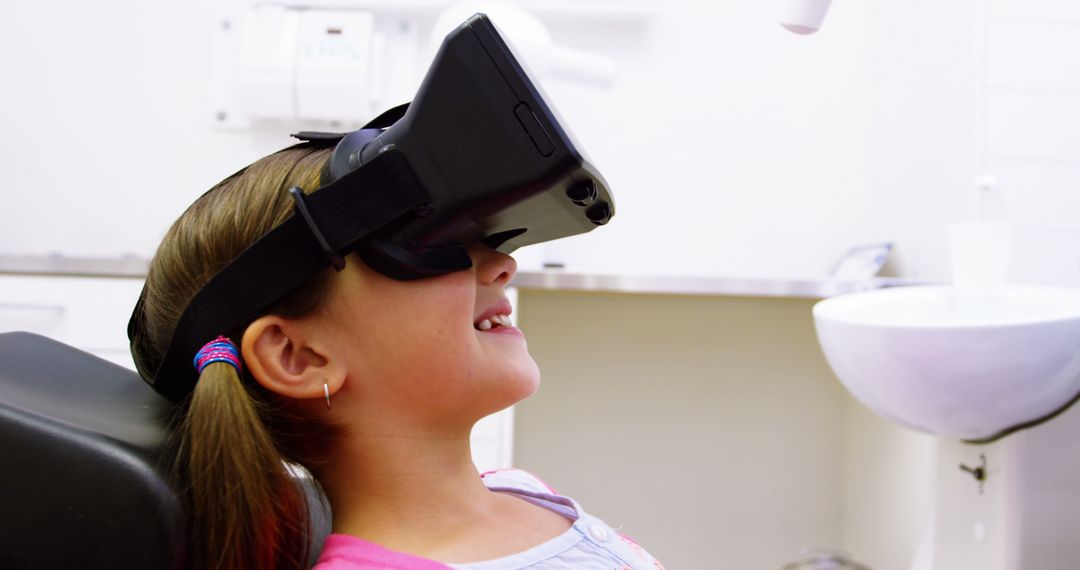 Young Girl Enjoying Virtual Reality Headset at Dentist Office - Free Images, Stock Photos and Pictures on Pikwizard.com