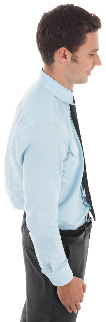 Transparent Confident Businessman Smiling in Profile View