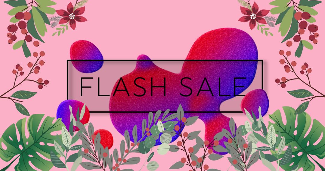 Flash Sale Announcement with Vibrant Floral Background - Free Images, Stock Photos and Pictures on Pikwizard.com