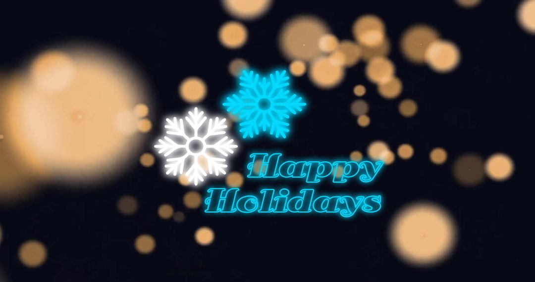 Festive Happy Holidays with Snowflakes and Bokeh Lights