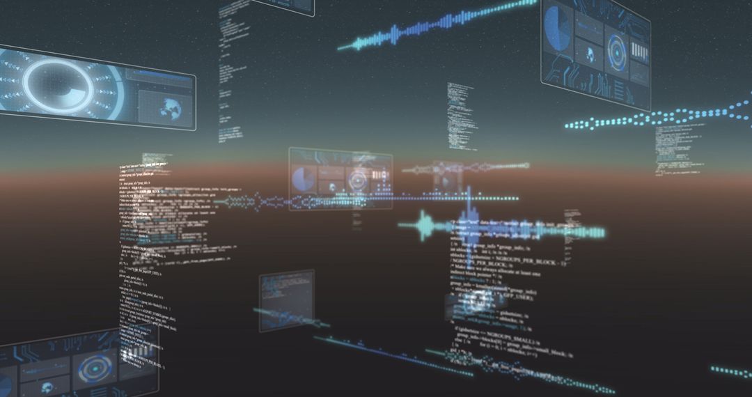 futuristic digital data visualization with floating interfaces - Free Images, Stock Photos and Pictures on Pikwizard.com