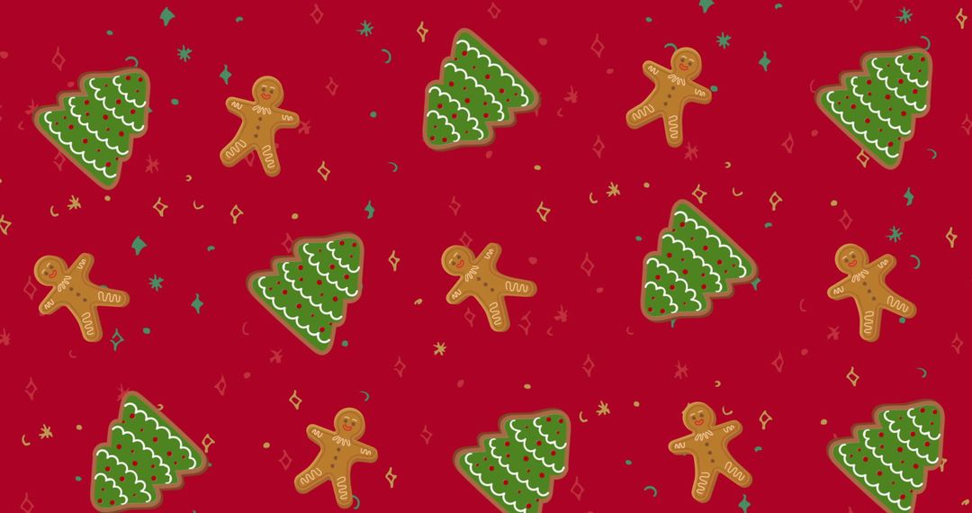 Festive Holiday Gingerbread and Christmas Tree Pattern - Free Images, Stock Photos and Pictures on Pikwizard.com