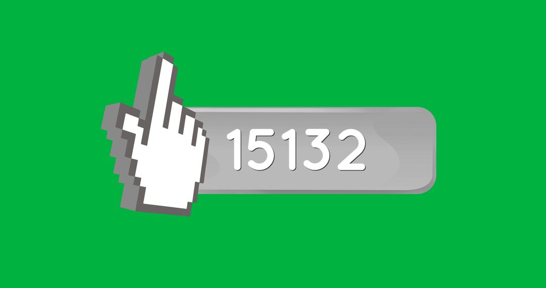 Hand Icon with Digital Number on Green Background