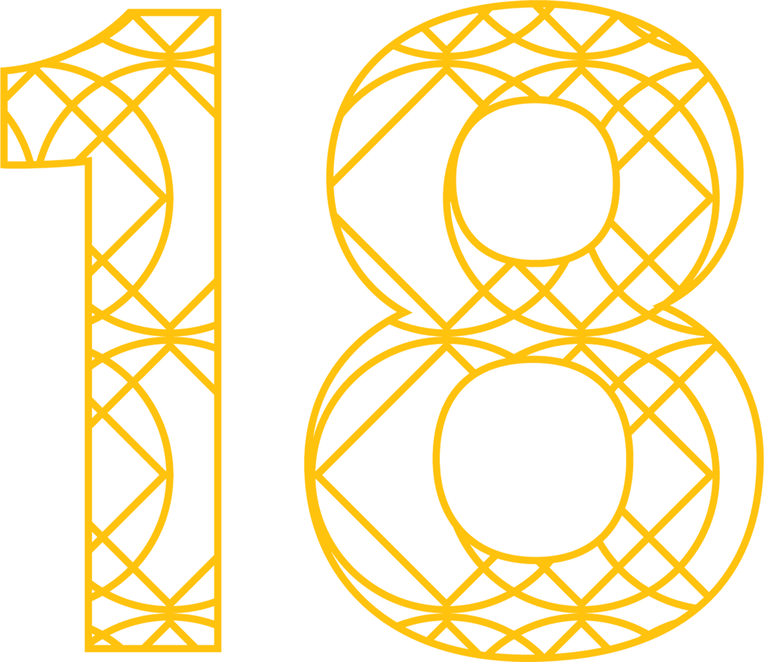 Transparent Yellow Patterned Number 18 for Celebration