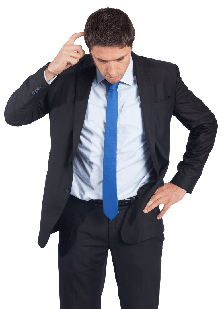 Transparent Businessman Thinking Pose in Suit and Tie