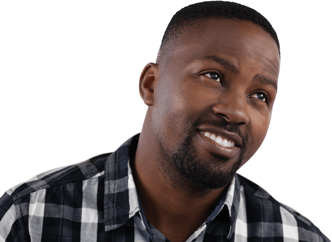 Happy African American Man Smiling on Transparent Background