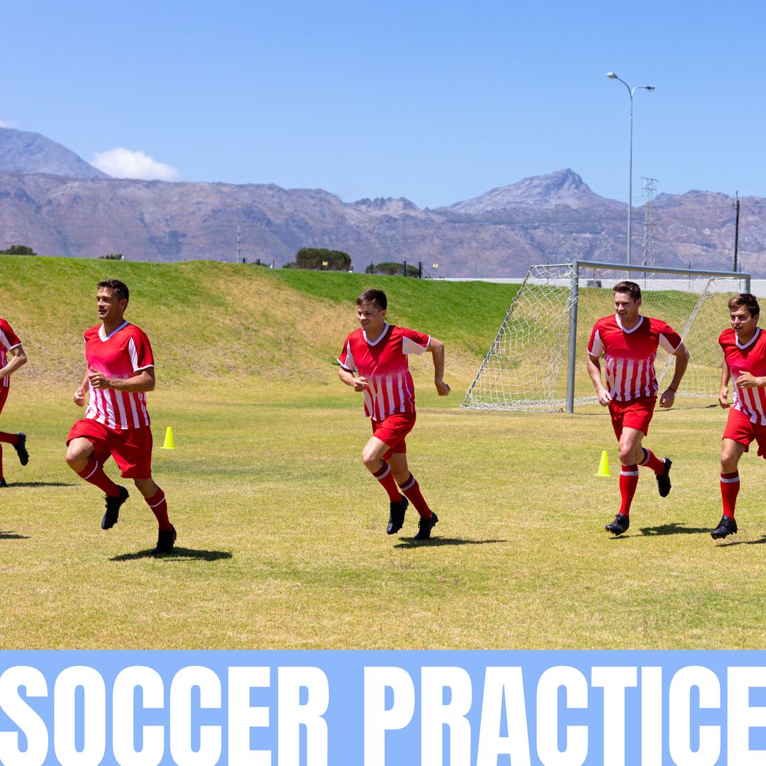 Soccer Team Practicing on Field with Mountain Background - Download Free Stock Templates Pikwizard.com