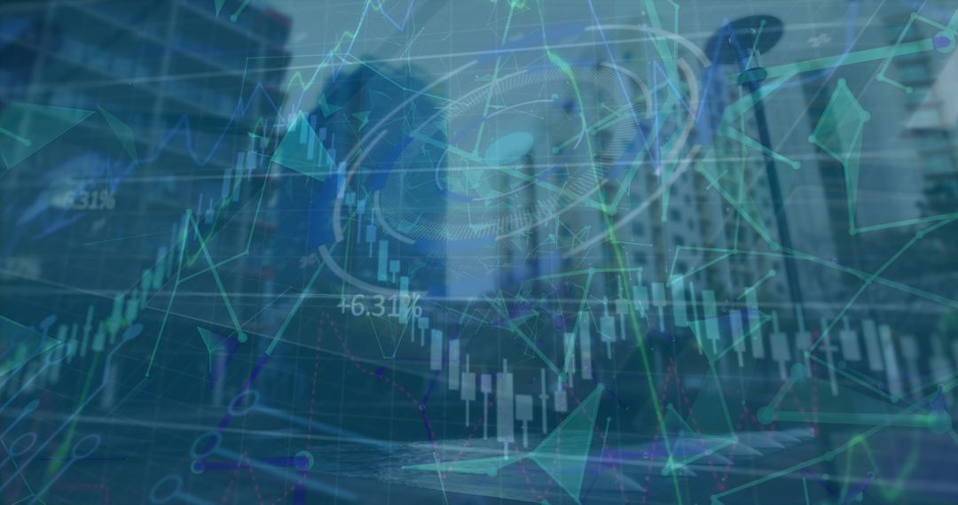 Digital Data Interface on Cityscape Background