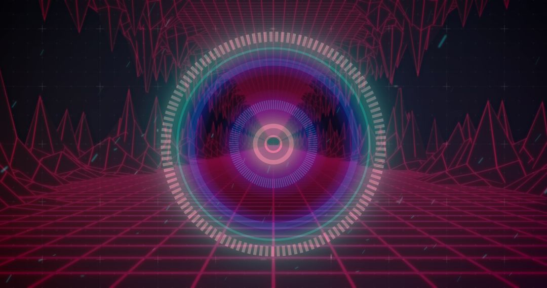 futuristic grid with digital sensor and circular wave - Free Images, Stock Photos and Pictures on Pikwizard.com