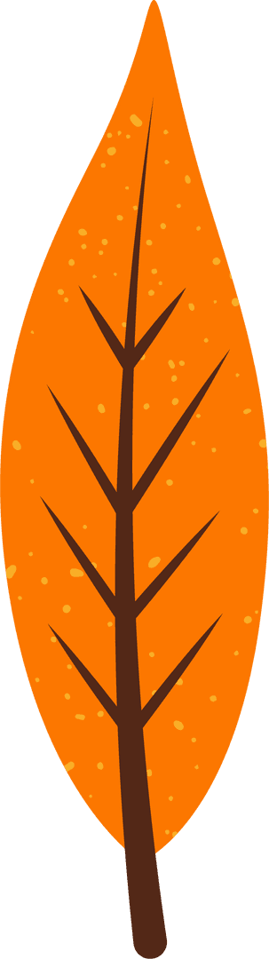 Stylized Orange Leaf with Brown Veins on Transparent Background