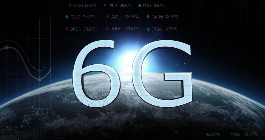 Futuristic 6G Network Illustration with Digital Interface Elements