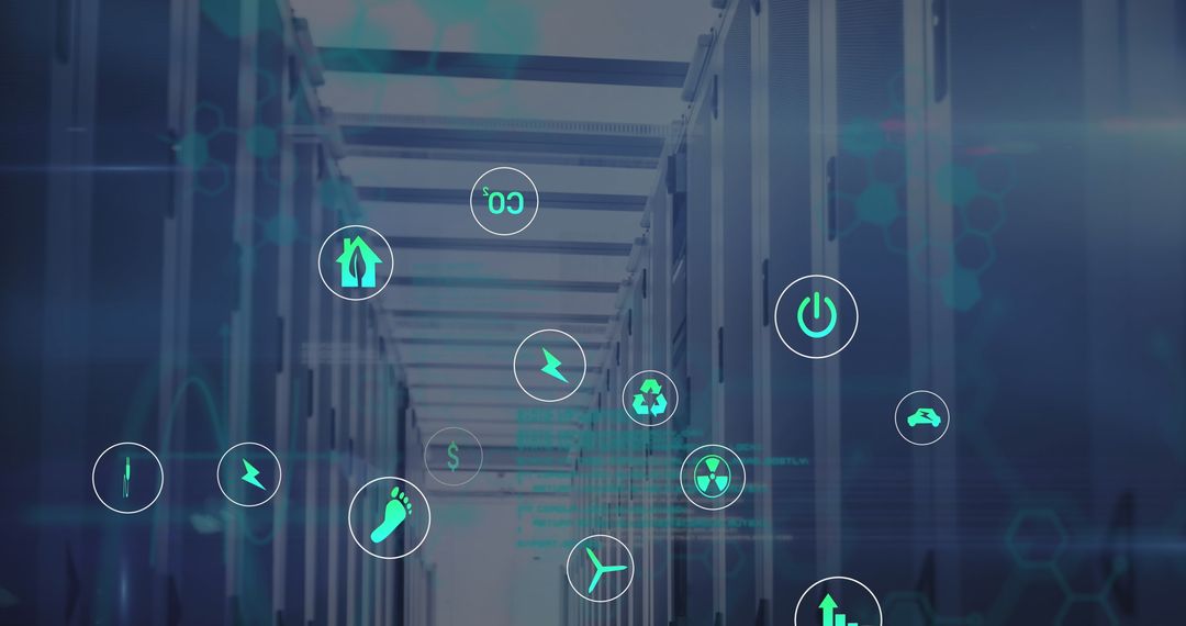 Digital Ecology Icons in Modern Server Room