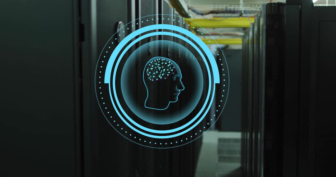 AI Brain Digital Interface in Data Center Server Room