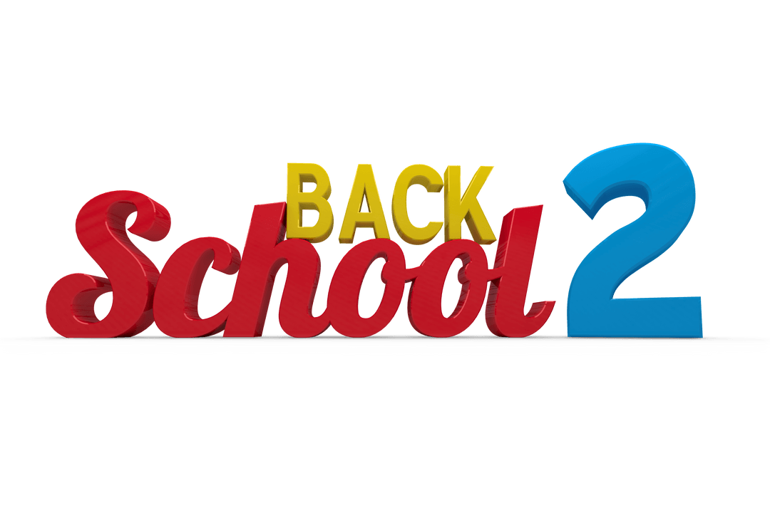 Colorful Back 2 School Graphic Text on Transparent Background