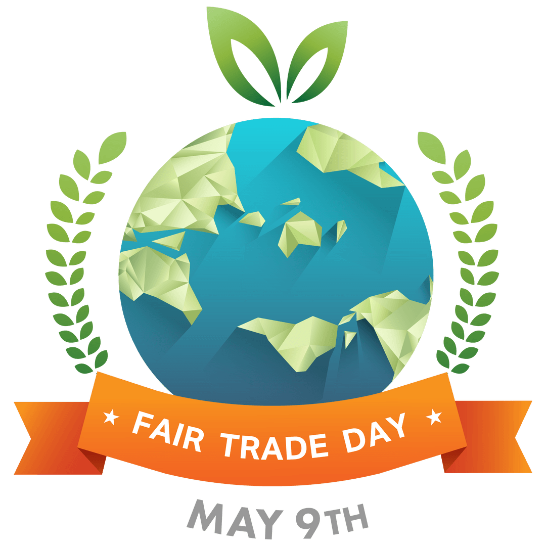 Fair Trade Day Illustration with Globe on Transparent Background