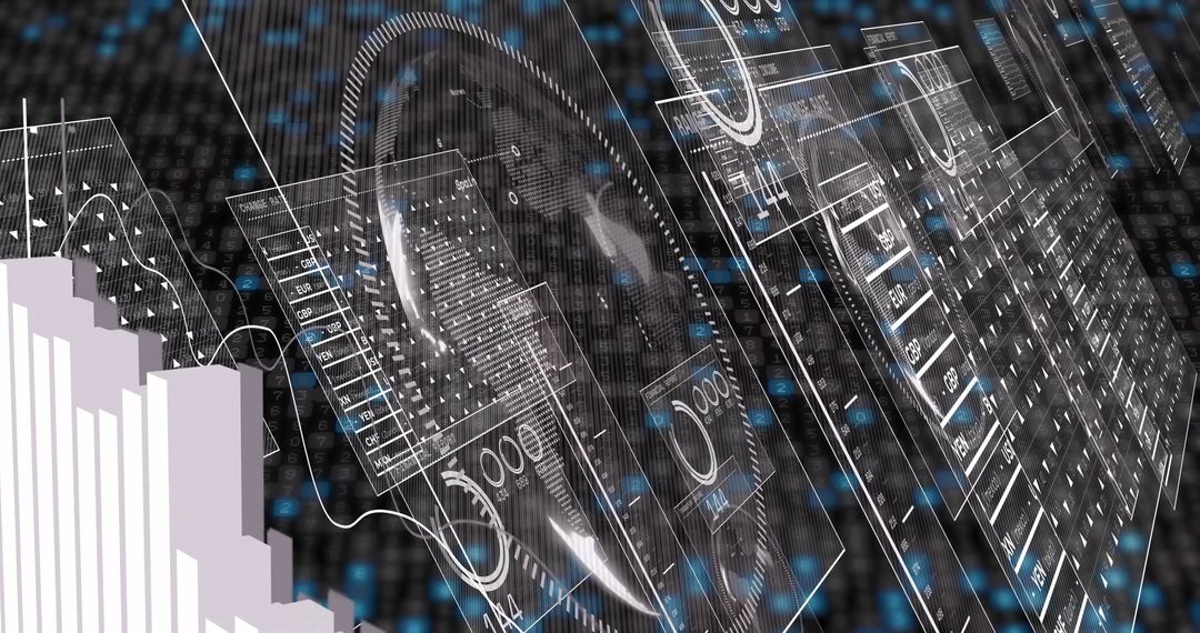 Futuristic Data Visualization with Transparent Digital Interface