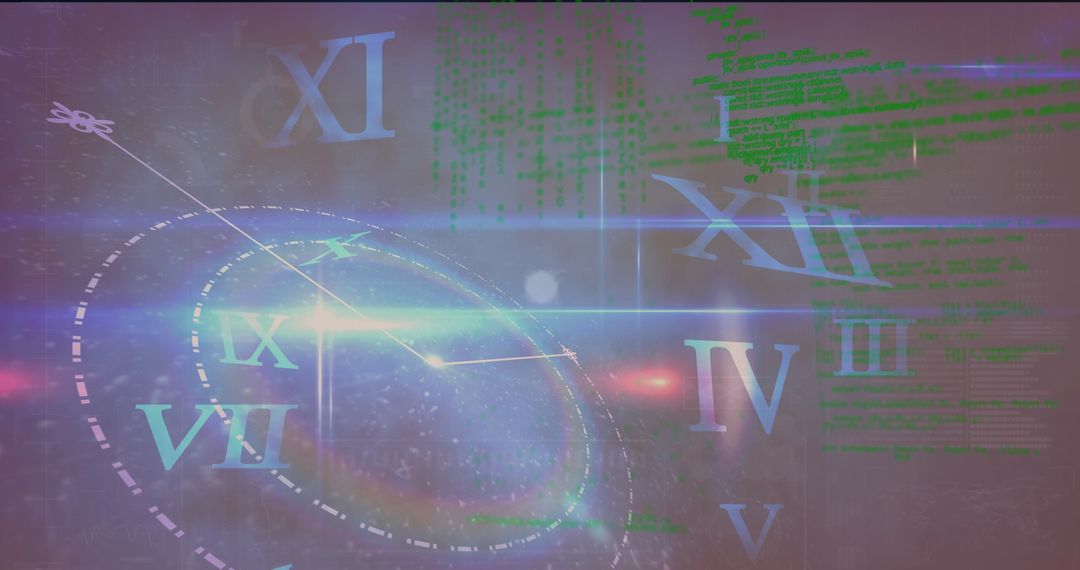 Digital Clock Interface with Roman Numerals and Abstract Data