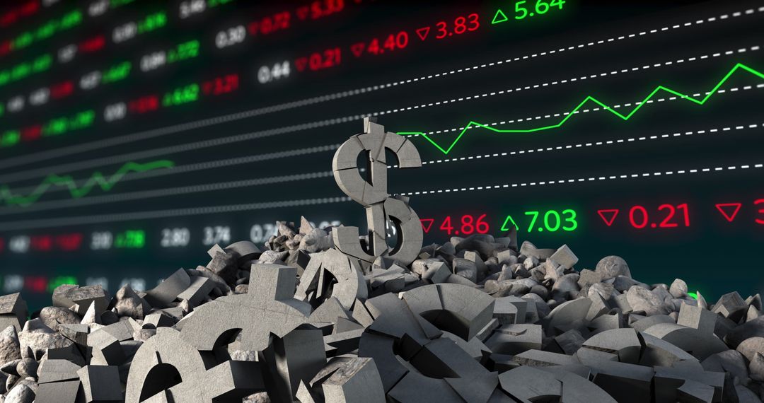 Dollar Symbol Over Riveting Stock Market Display