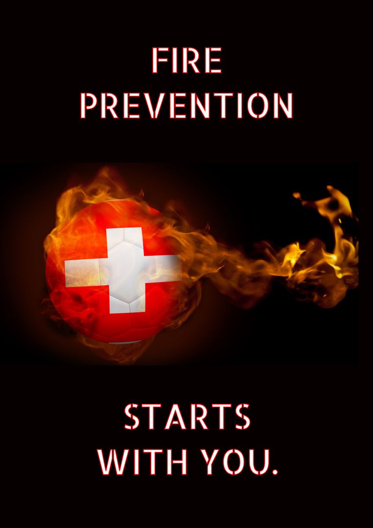 Fire Prevention Awareness Poster with Cross Symbol Over Flames - Download Free Stock Templates Pikwizard.com