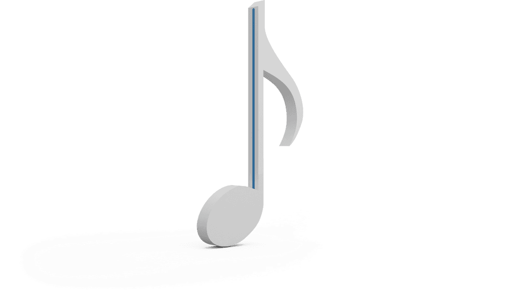 3D Transparent Music Note Symbol on White Background