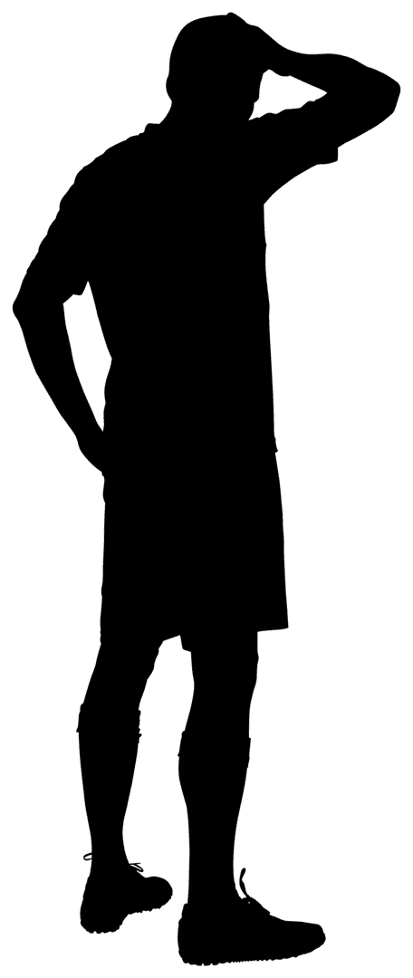 Man Silhouette Scratching Head on Transparent Background