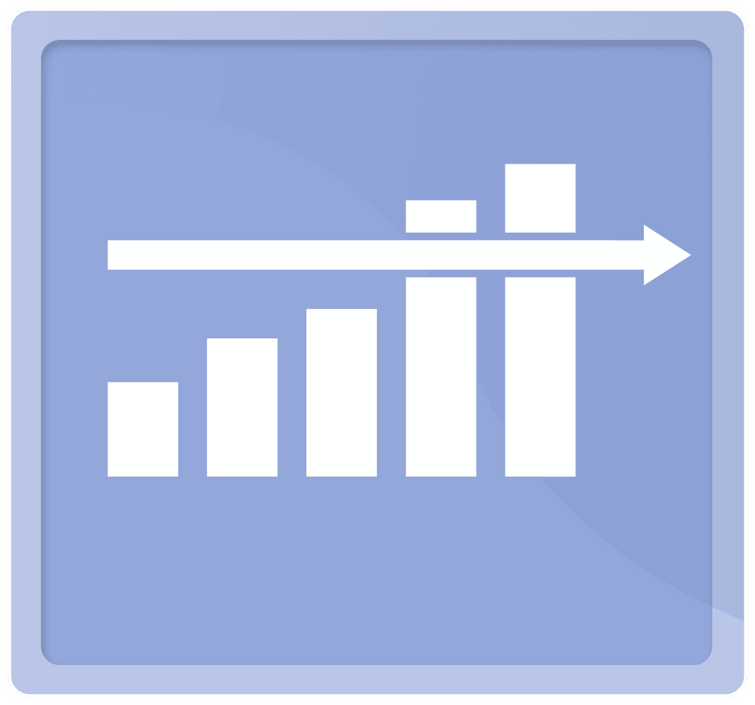 Transparent Blue Square with White Bar Chart Illustration Icon