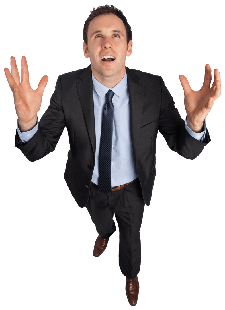 Caucasian Businessman Gesture on Transparent Background