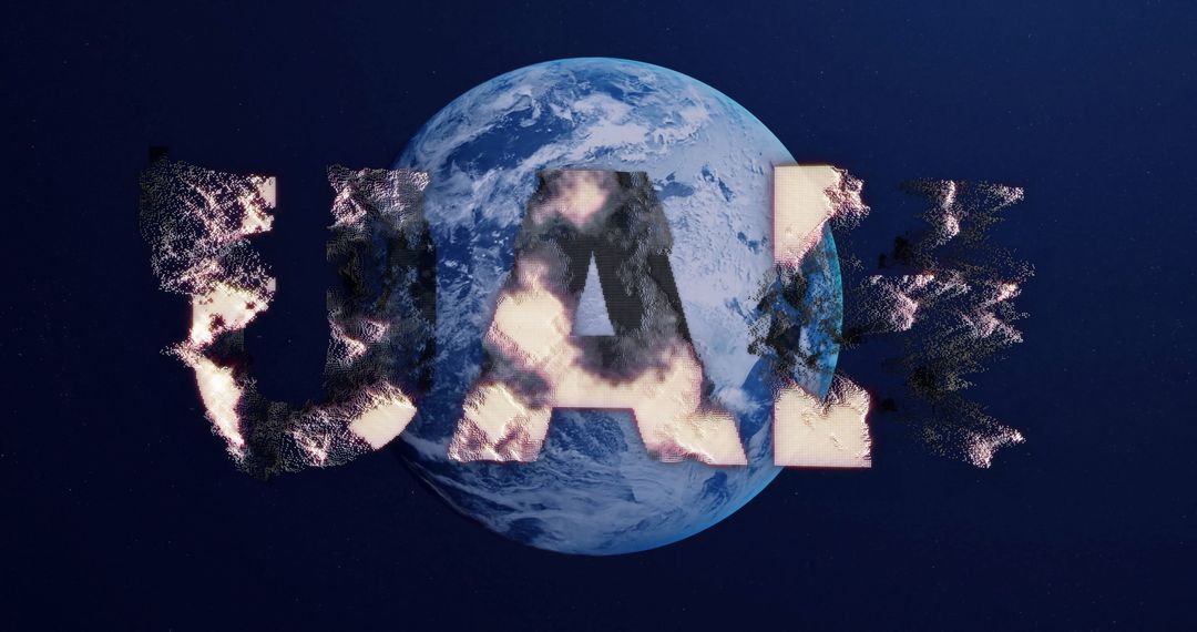 Cryptocurrency Sign with Data Effects over Globe