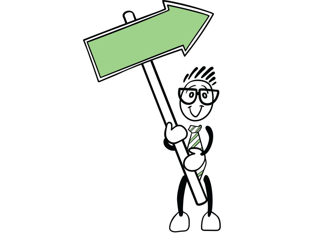 Transparent Cartoon Figure Holding Green Arrow Sign - Download Free Stock Images Pikwizard.com