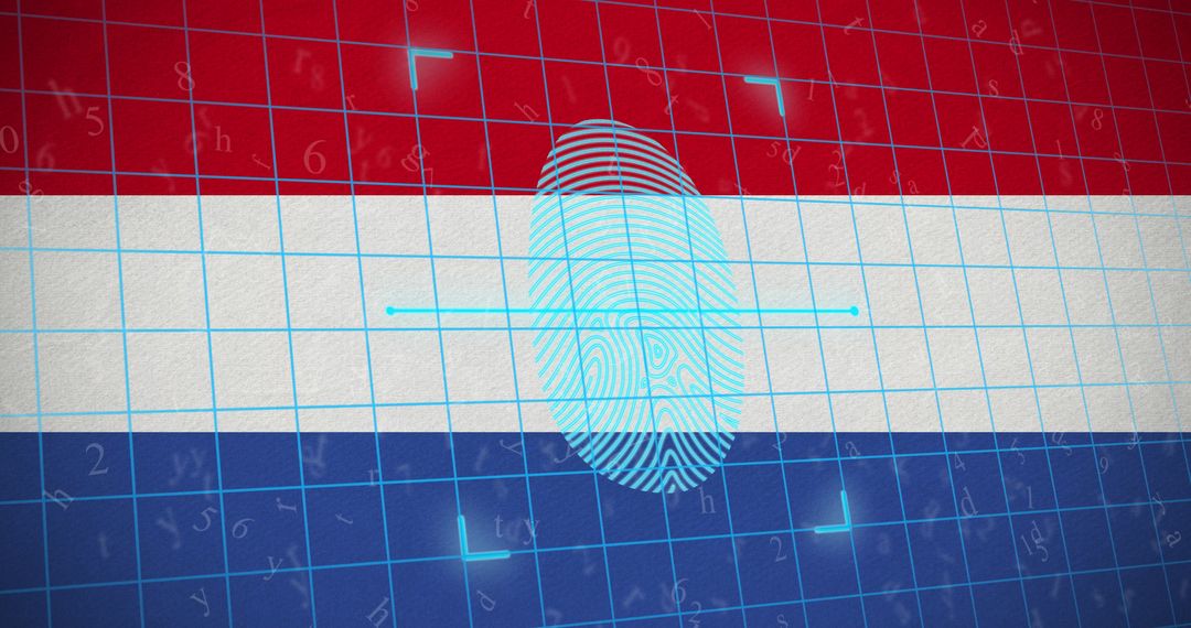 Fingerprint on Netherlands Flag: Digital Security Concept