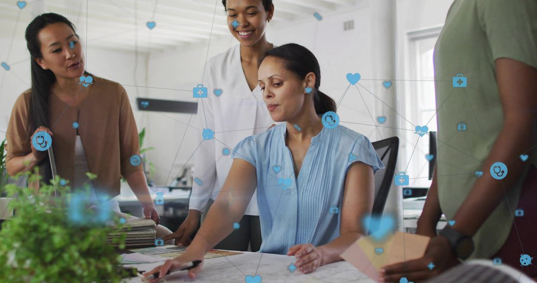 Innovative Team Collaboration in Tech-Driven Office Atmosphere