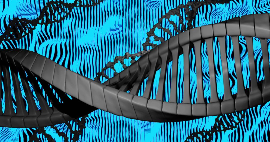 Futuristic DNA Strand with Abstract Blue Background