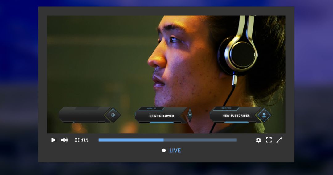 Streamer Focused During Live Broadcast - Free Images, Stock Photos and Pictures on Pikwizard.com