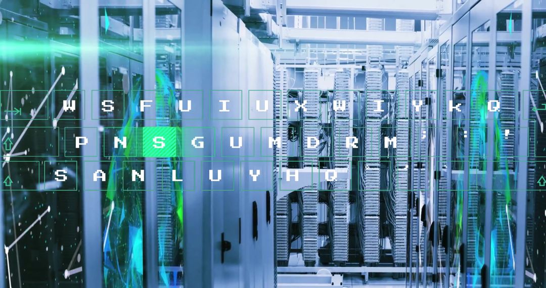 Futuristic Data Processing Display Over Computer Servers - Free Images, Stock Photos and Pictures on Pikwizard.com