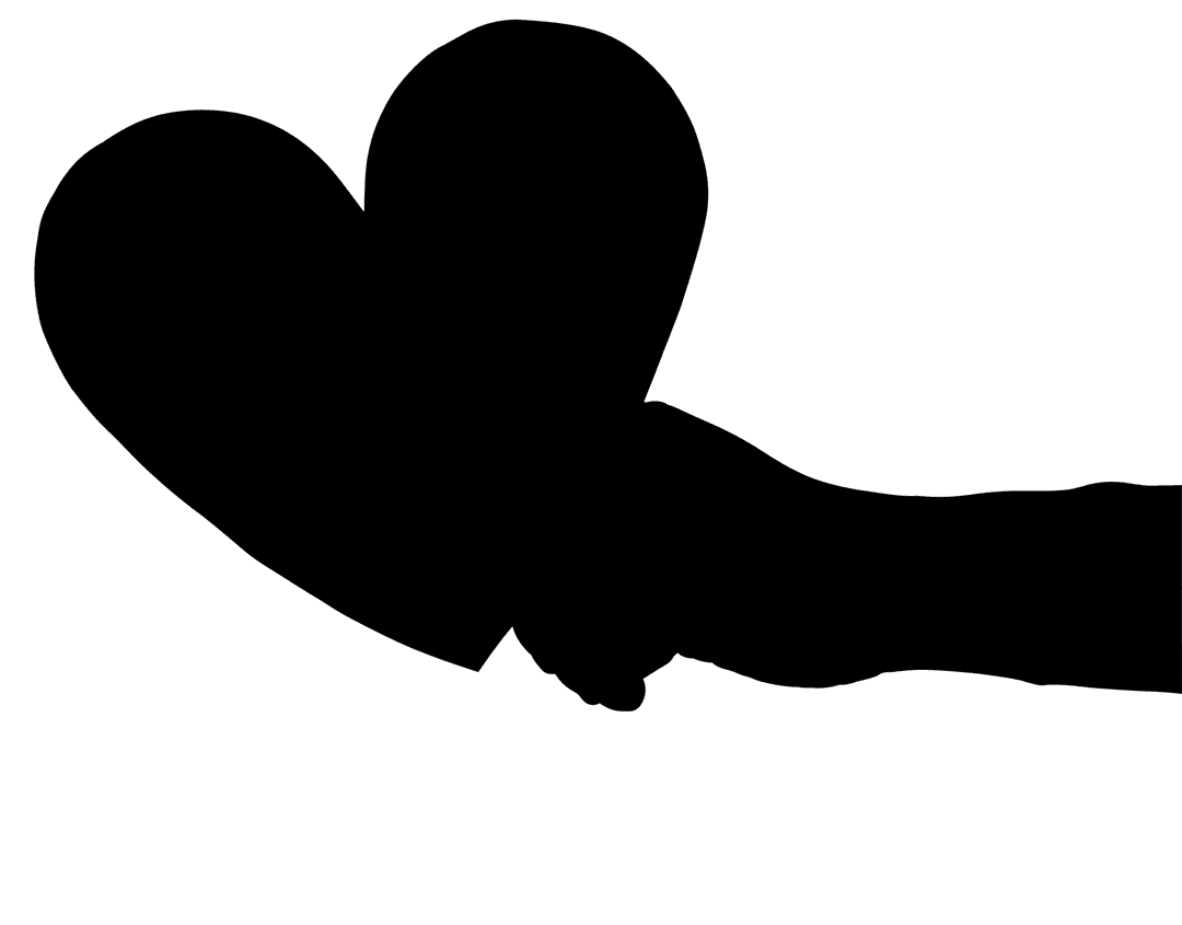 Silhouette of Hand Holding Heart on Transparent Background