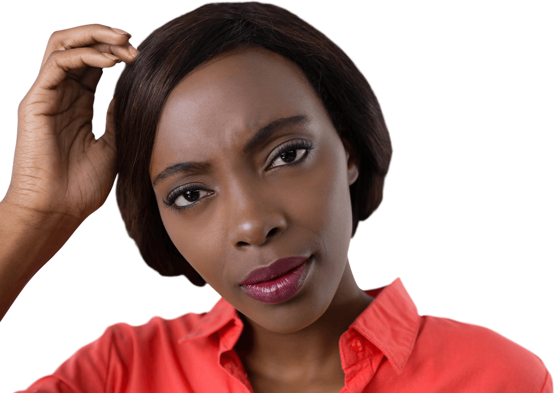 Transparent Background Detailed Portrait of Confused Woman